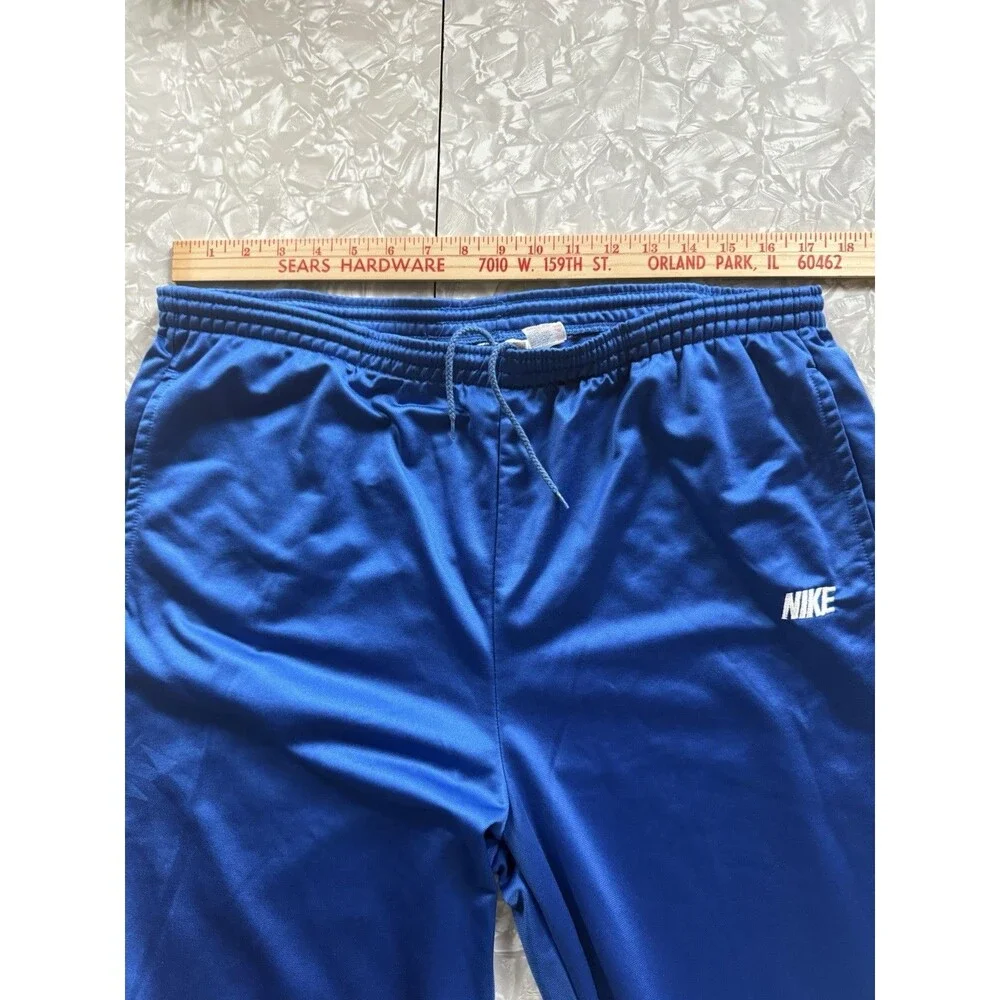 Vintage 90s Nike Men’s Blue Track Pants L‎ Solid Drawstring Elastic Waist